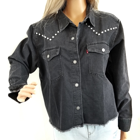 Western/MOTO Shirt Jacket LEVI'S Raw Distressed - Picture 2 of 9